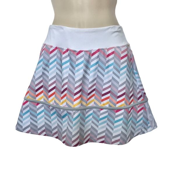 Lija Skort Golfcore Chevron Skater Skirt Multi-color Tenniscore - Picture 1 of 6